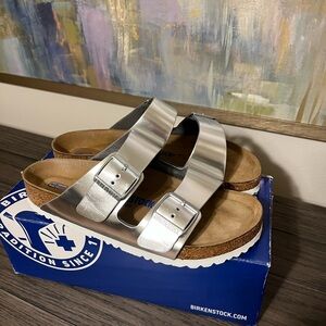Birkenstock Arizona Silver Sandals